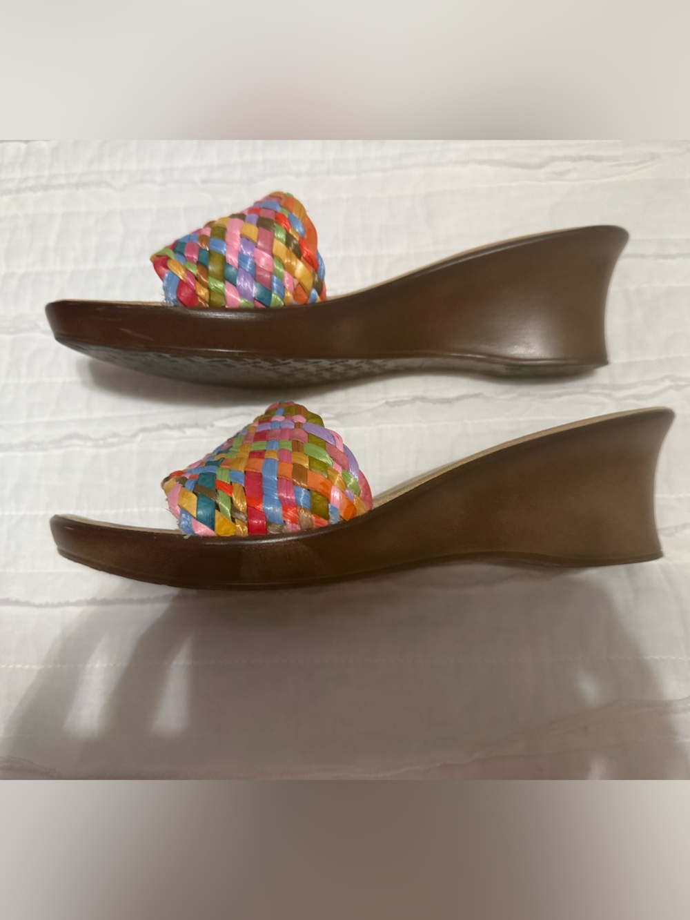 Vintage Italian Shoemakers Woven Multicolor Slide Sandals - Picture 6 of 11